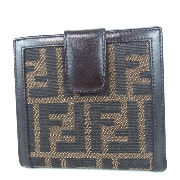 AUTH Fendi FF Canvas Leather Wallet - Picture 1 of 8
